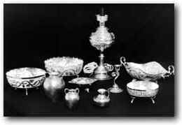 Lefkara Silver crafts handicrafts - tea service, jugs, teapots and various other vessels