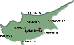 Where Lythrodontas is on the map of Cyprus