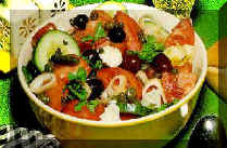Greek Salad with fetta cheese and olives